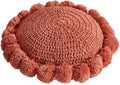 Boho Round Throw Pillow with Pom Poms Fringe Tassels, Bohemian Cute Decorative by Unknown
