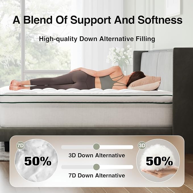 Novilla Queen Mattress Topper, Extra Thick Pillow Top Mattress Pad - Image 3