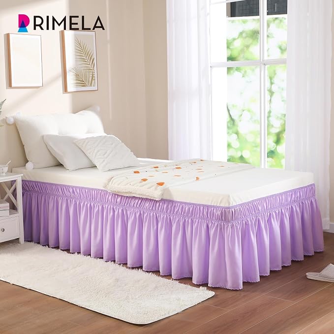 RIMELA Lilac Purple Bed Skirt Twin Size 15 Inch Drop, Elastic Bed Skirting - Image 7