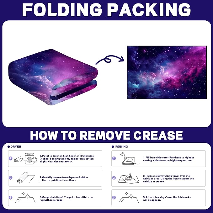 Purple Galaxy Rug Space Rugs Colorful Throw Rug Non-Slip Sun and Cloud Carpet - Image 3