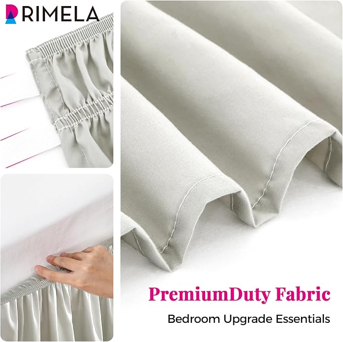 RIMELA Light Grey Bed Skirt King Size 15 Inch Drop, Wrap Around Elastic Bedskirt - Image 6