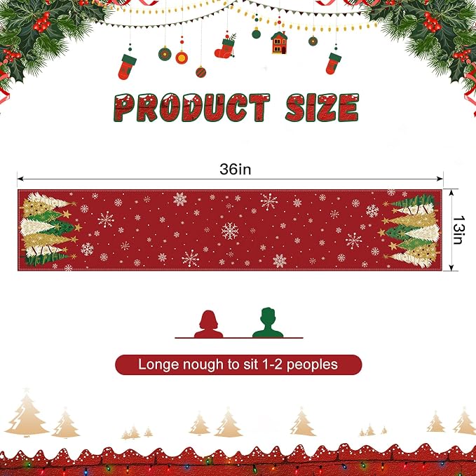 OTOSTAR Snowflakes and Christmas Tree Table Runner, Xmas Seasonal Winter - Image 6