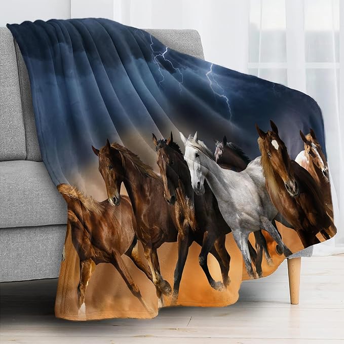 Lightning & Horse Throw Blanket - Image 2