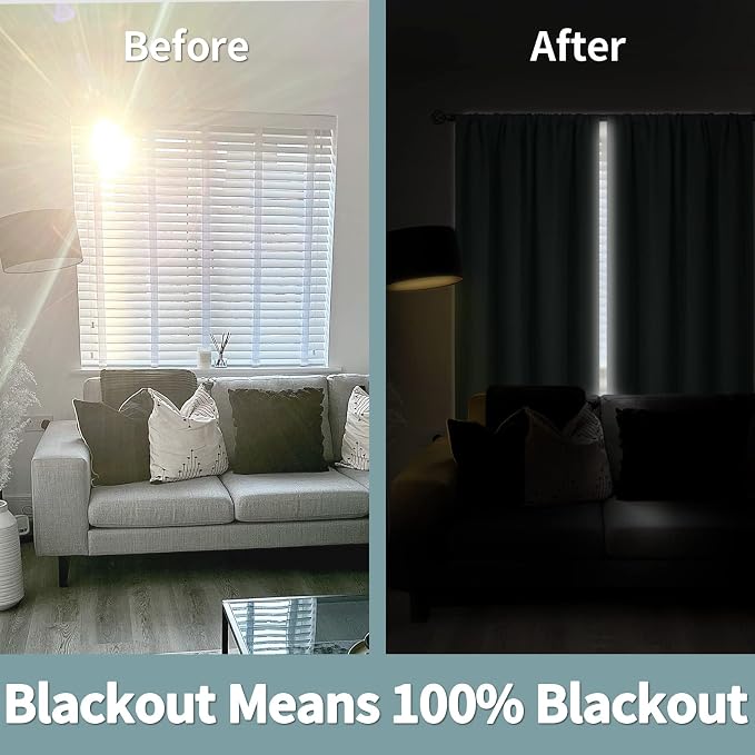 BGment Blackout Curtains for Bedroom 45 Inch Length, Rod Pocket 100% Blackout - Image 3