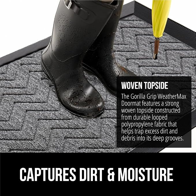 GORILLA GRIP 100% Waterproof All-Season WeatherMax Doormat 35x23, US Designed - Image 4