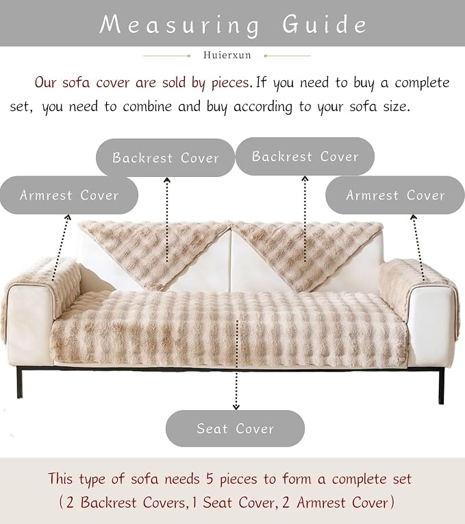 Faux Fur Couch Cover Fuzzy Soft Plush Thick Bubble Sofa Cover Luxury Sectional - Image 2
