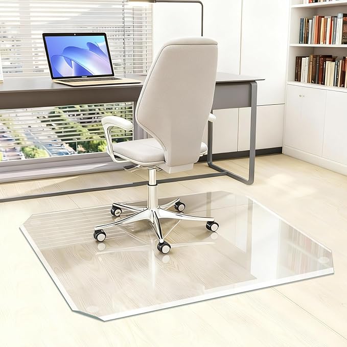 Tempered Glass Chair Mat with Patented Beveled Edge, 46”x55” 1/5" Thick Office - Image 9