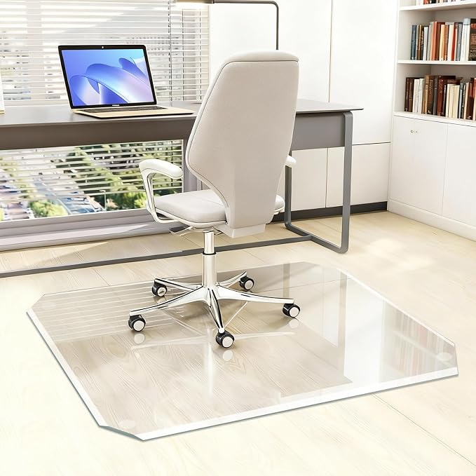 Tempered Glass Chair Mat with Patented Beveled Edge, 36”x46” 1/5" Thick Office by Unknown