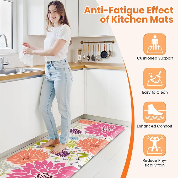 Kitchen Mats for Floor, Cushioned Rug Anti-Fatigue Mats for Kitchen Decor - Image 2