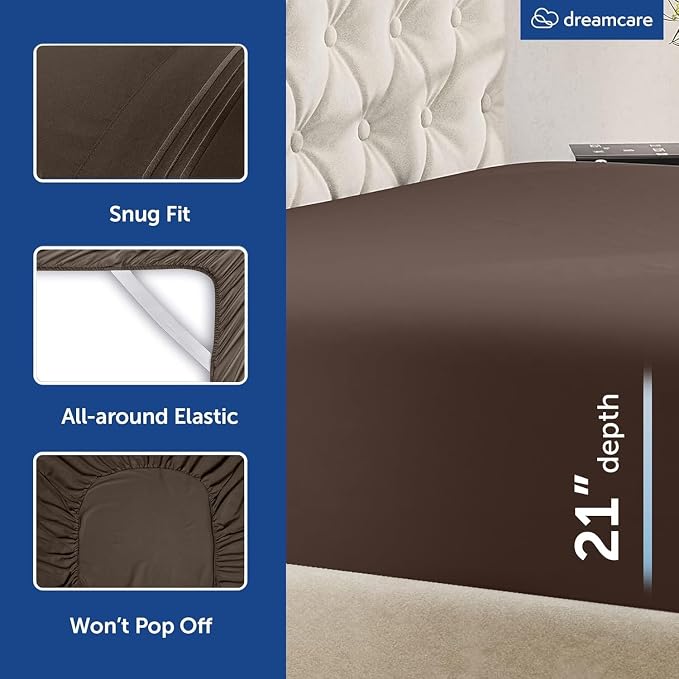 DREAMCARE King Size Sheets Set – 4 pcs Cooling Sheets – up to 21” Deep Pocket - Image 7