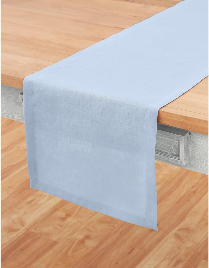 Solino Home Linen Sky Blue Table Runner 48 Inches - Image 2