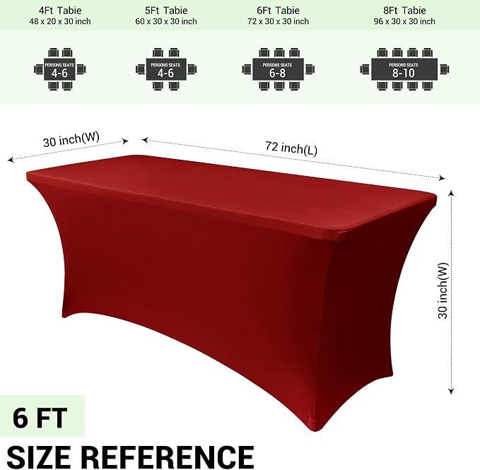 Obstal Spandex Table Cover 6ft Fitted Tablecloth Rectangular - Image 4