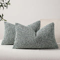 Striped Throw Pillow Covers 12x20 Set of 2 Green Textured Polyester Chic Morden by DEZENE