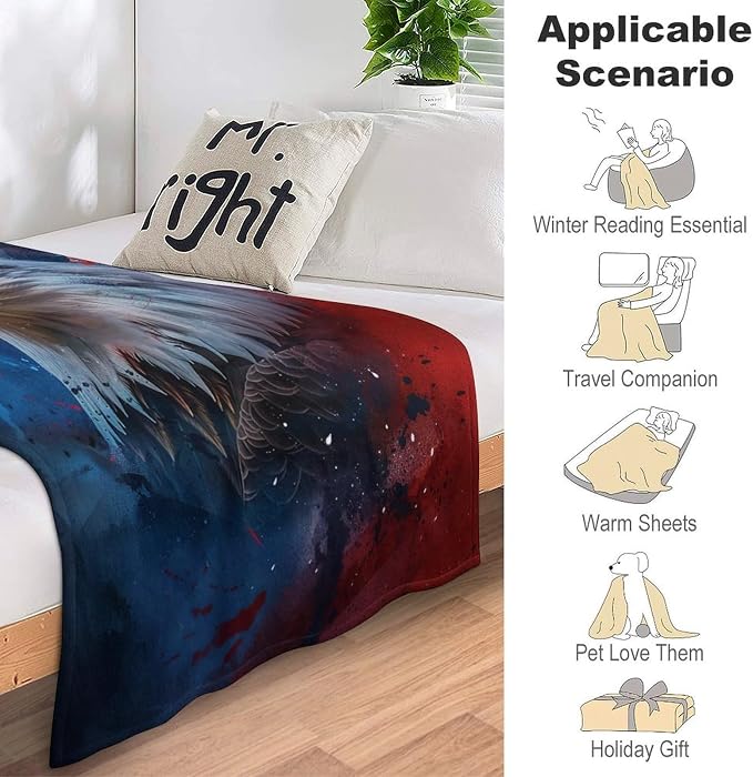 American Flag Bald Eagle Throw Blanket Patriotic Print Blankets Gifts Couch - Image 8