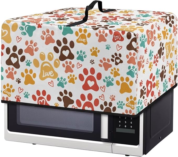 Microwave Oven Dust Cover, Dog Paw Polyester Dust Cover by Unknown