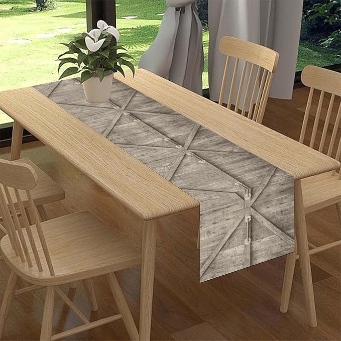 Rustic Wood Bar Door Table Runner, Rustic Country Retro Farmhouse Village Plank - Image 2