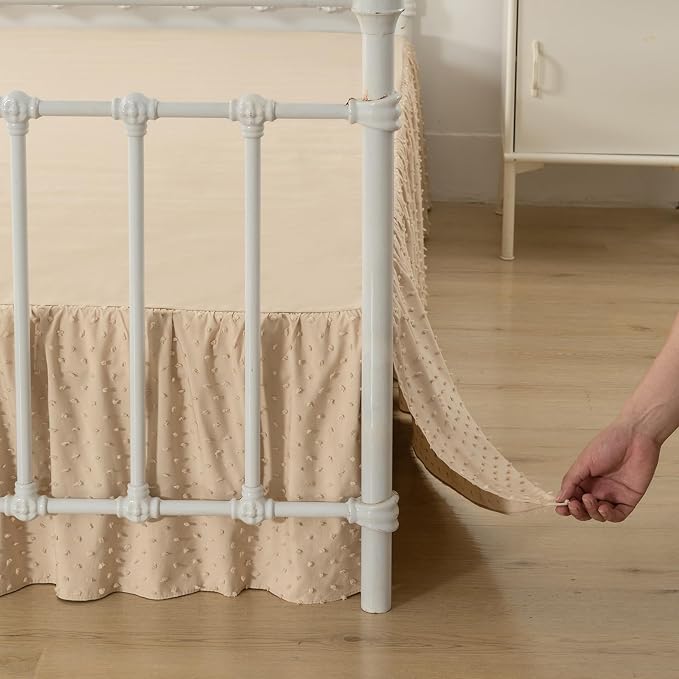 Tufted Dot Bed Skirt Full Size, Ruffled Bed Skirt - Image 2