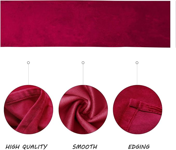 BALCONY & FALCON Velvet Table Runner 14"x95" Red Luxury Machine Washable - Image 2