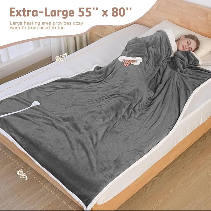 Heated Blanket, Sherpa Snuggle Throw Blanket, Warm Gift - Image 6