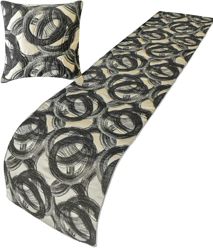 The HomeCentric King/Queen/Twin Black Decorative Twin 53"x18" Bed Runner - Image 4