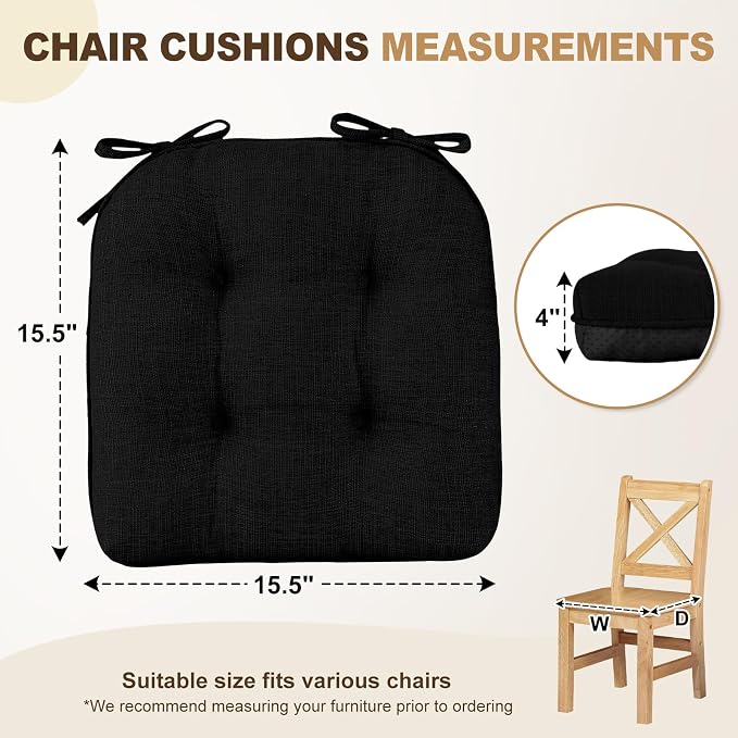 downluxe Indoor Chair Cushions for Dining Chairs, Tufted Overstuffed Textured - Image 2