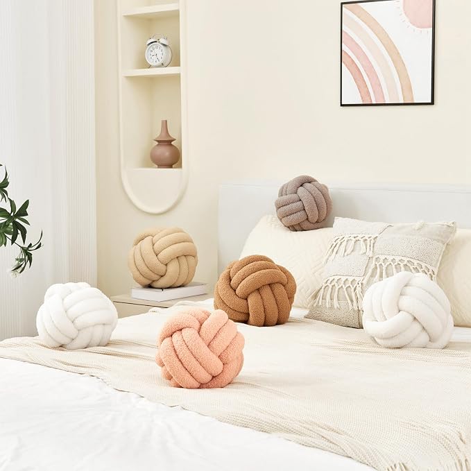 Petrella Knot Pillow Ball Round Throw Pillows Home Decor Cushion Decorative - Image 3