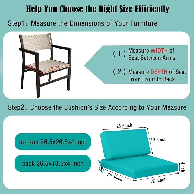 idee-home Outdoor Cushions for Patio Furniture, Outdoor Seat Cushion, - Image 5