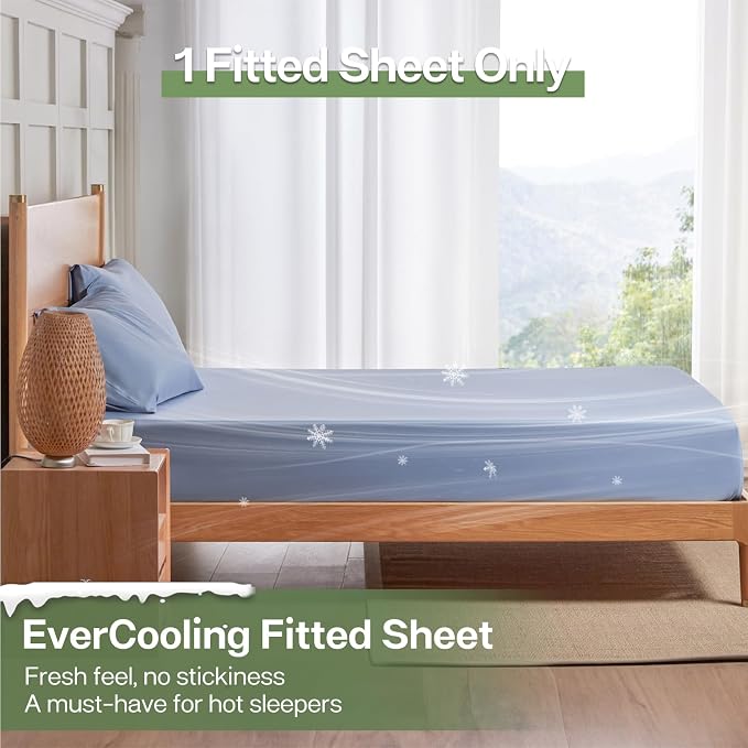 MR&HM King Fitted Sheet Only, Ultra-Soft Rayon Derived from Bamboo & Polyester - Image 3