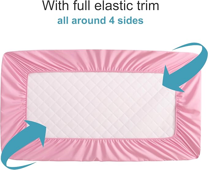 NTBAY 2 Pack Waterproof Crib Mattress Protector, Quilted 28"x52" Toddler Fitted - Image 2
