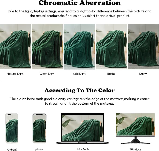 NEWCOSPLAY Super Soft Twin Blanket Dark Green Premium Silky Flannel Fleece - Image 6