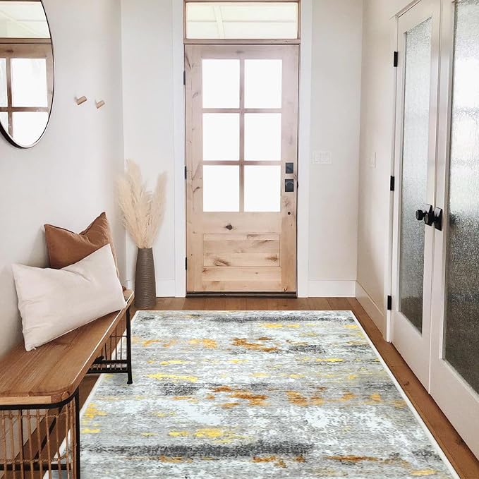 Runner Rug Washable 2x27 FT, Non Slip Rubber Backing Abstract Carpet, Soft Area by PENFHF