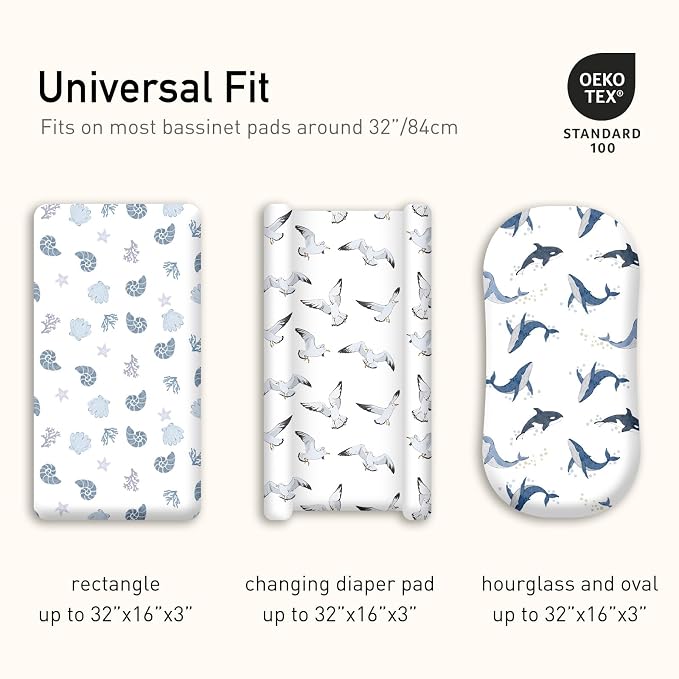 Gllquen Baby Bassinet Sheets 4 Pack, Breathable Cozy Fitted Mattress Sheet - Image 5