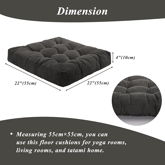 Meditation Floor Pillow 22×22 Inch 1 Pack Large Floor Cushions - Image 2