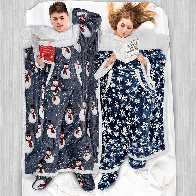 PAVILIA Sherpa Blanket with Sleeves, Foot Pocket - Image 5