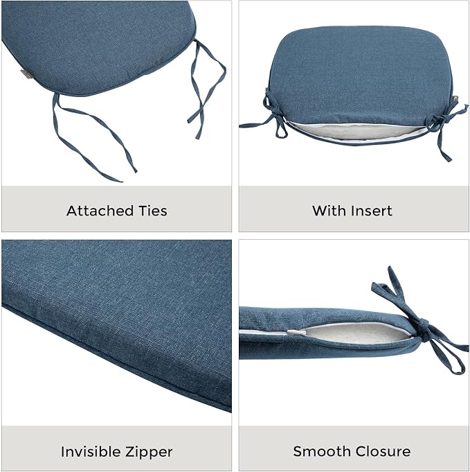 Outdoor Chair Cushions Set of 2, Patio Seat Cushion 17"x16"x2", U-Shaped Dining - Image 5