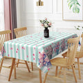 54x86inches Mint and White Stripes Tablecloth Pink Flowers Hearts Printed Table by TTQYFNM