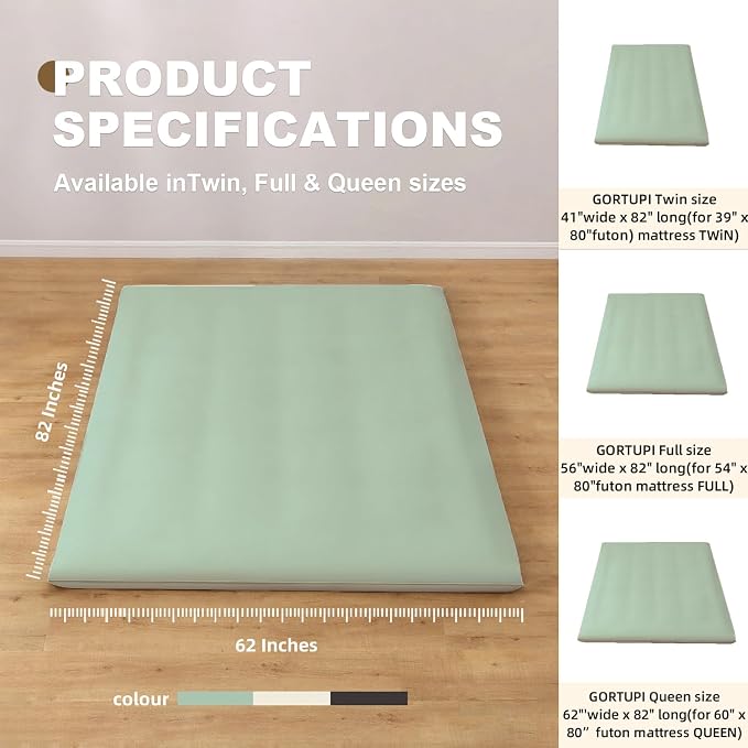 Floor Futon Cover Full Size 82" L x 56" W Japanese Floor Futon Mattress - Image 5