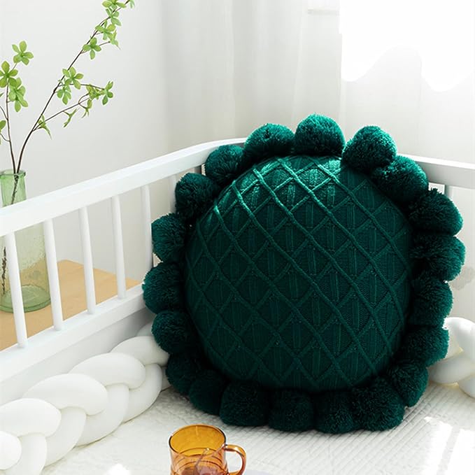 Acrylic Knitted Round Throw Pillow Knitting Bohemian Circular Cushion Pillow - Image 2