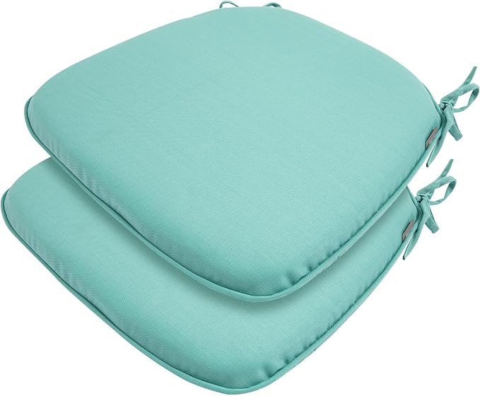 Outdoor Chair Cushions Set of 2, Patio Seat Cushion 17"x16"x2", U-Shaped Dining by FUNHOME