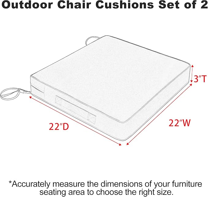 Favoyard Patio Chair Cushions 22 x 22 x 3 Inch Waterproof Outdoor Seat Cushions - Image 3