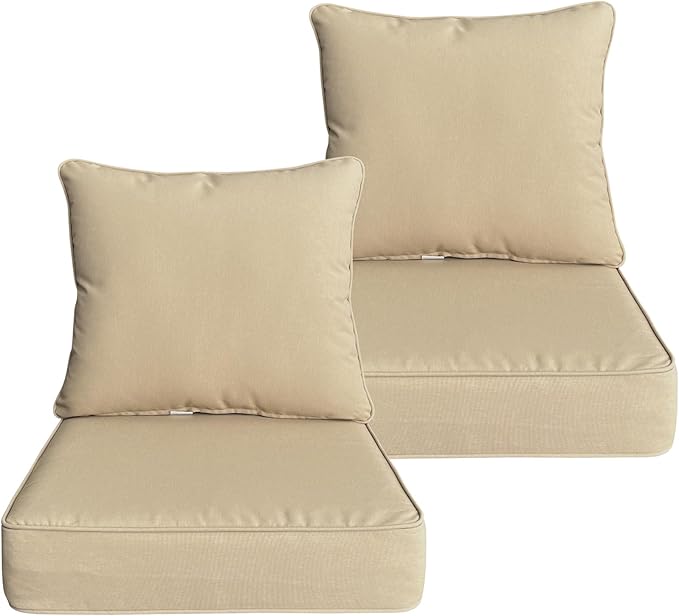 Goodgoods 22x24 inch Outdoor/Indoor Deep Seat Patio Cushions Set of 2 Resilient by Goodgoods