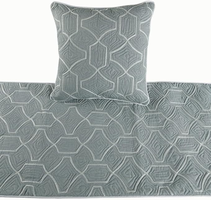 The HomeCentric King Queen Twin Grey Blue Bed Runner Without Pillow Cover - Image 2