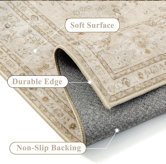 Brown 2x3 Area Rug Washable Vintage Small Carpet - Image 4