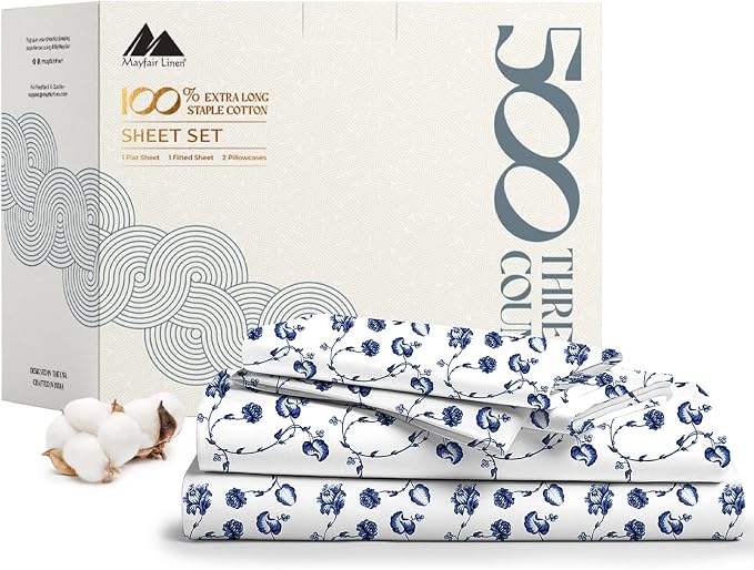 Mayfair Linen 100% Cotton Printed California King Cotton Sheets by MayfairLinen