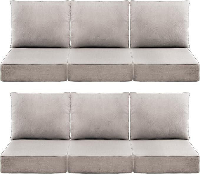 Luxury 6" Outdoor Cushions for Patio Furniture, Fade Resistant Couch Chair by Pugire