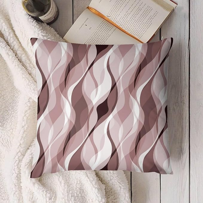 Pink Throw Pillow Covers Modern Abstract Pink and Grey Striped Decorations - Image 2