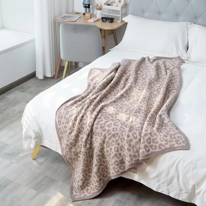 Soft Fuzzy Fluffy Leopard Knitted Throw Blanket, Cozy Plush Fleece Comfy - Image 2