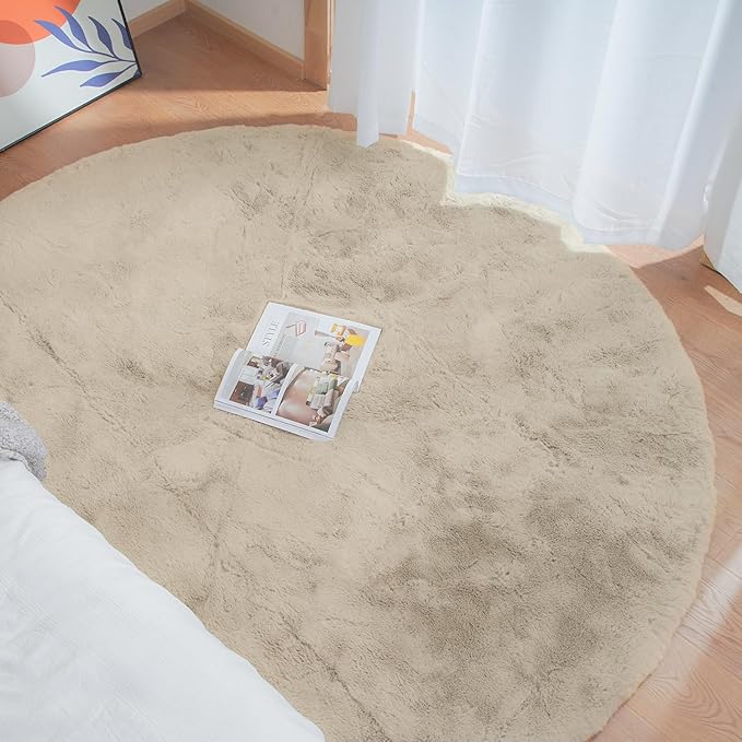 Camel Plush Shag Faux Rabbit Washable Fuzzy Fur Rugs - Image 2