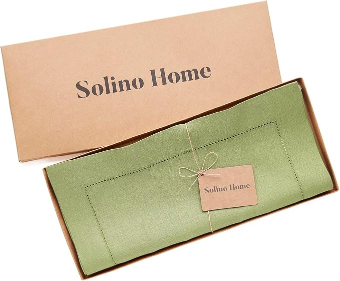 Solino Home Linen Moss Green Table Runner 90 Inches Long - Image 5