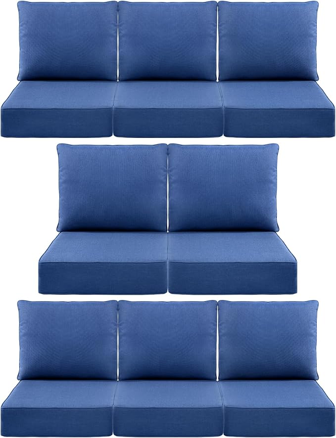 Luxury 6" Outdoor Cushions for Patio Furniture, Fade Resistant Couch Chair by Pugire